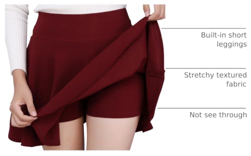 DJT Fashion Women's Versatile Skater Mini Skirt with Built-in Shorts