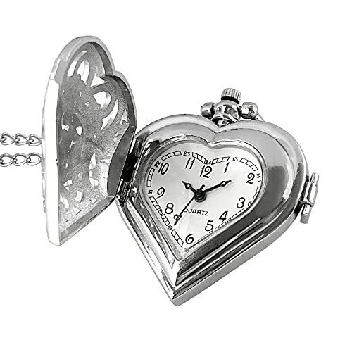 Women's Pocket Watch, Analog Display, Quartz Movement, Silver Stainles
