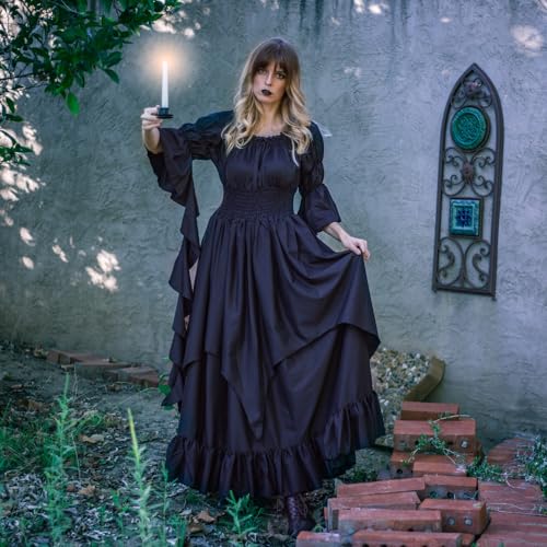 Women's Gothic Witch Dress Medieval Renaissance Costume Victorian Dress