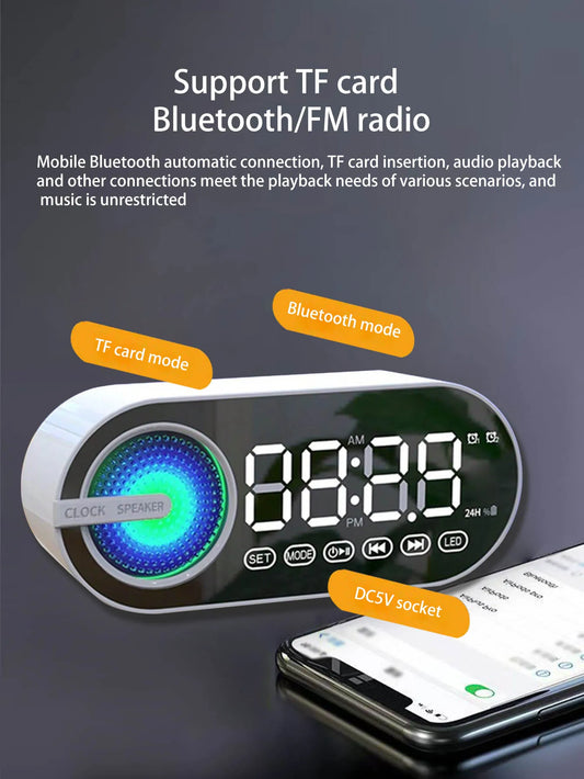 Mini Bluetooth Speaker with Clock & Subwoofer Bass