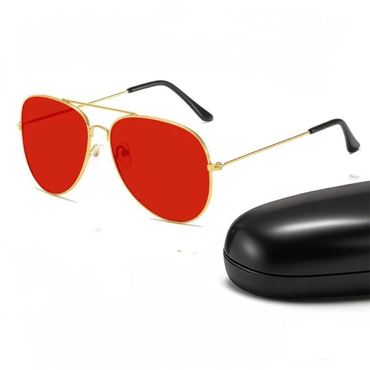 Vintage Red Lens Pilot Aviation Sunglasses