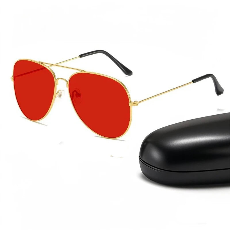 Vintage Red Lens Pilot Aviation Sunglasses Main image
