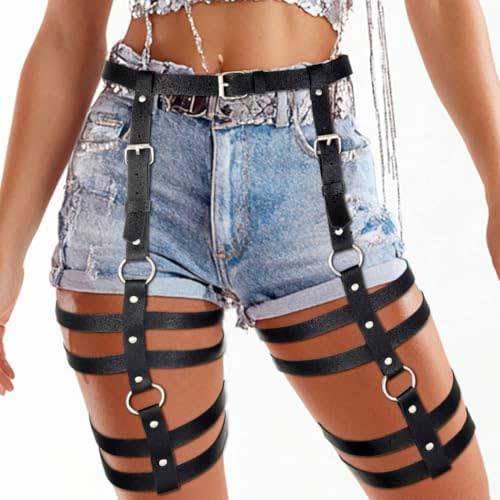 Leather Leg Harness Thigh Black Fashion Rave Body Accessories for Women