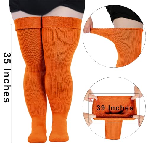 Moon Wood Plus Size Thigh High Socks for Thick Thighs- Women Extra Long Over the Knee Stockings- Halloween Socks Leg Warmers