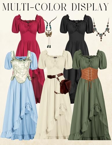 Scarlet Darkness Renaissance Dress Women Corset Medieval Pirate Costume