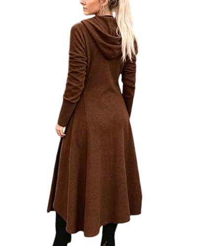 JMSUN Women Sweater Dress Hooded Costume High Low Drop Shoulder Longline Gothic Pullover Outfit