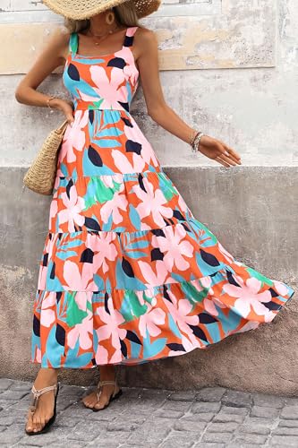 PRETTYGARDEN Womens 2026 Summer Dresses Fashion Clothing Floral Maxi Dress Ruffle Long Flowy Boho Beach Vacation Sundresses