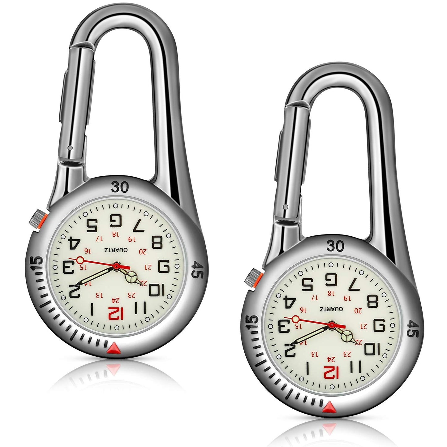 Hicarer 2 Pieces Clip on Quartz Watch Backpack Fob Belt Glow in The Da