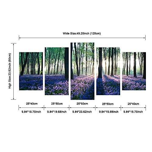 Early Morning Lavender 5-Panel Stretched Canvas Wall Art