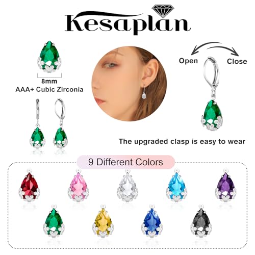 Dangle Earrings for Women Multicolor Crystal Drop Earrings Set Leverback Teardrop Earrings