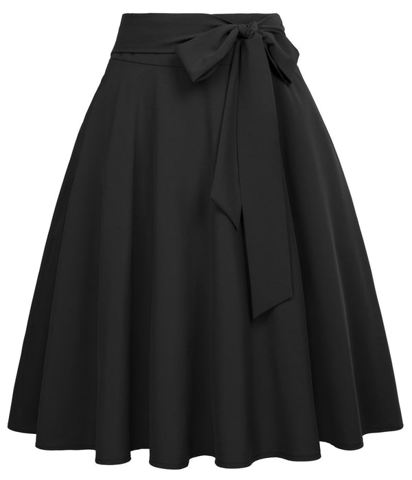 Belle Poque Women's High Waist A-Line Pockets Skirt Skater Flared Midi Skirt Vinage Skirt