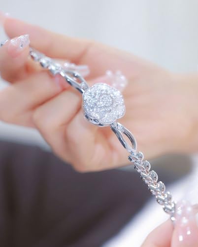ADSBIAOYE Elegant Women's Watch Flower-Shaped Diamond flip Fashion Lux