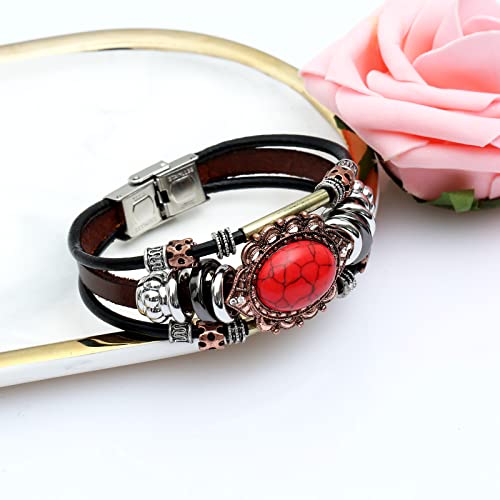 S SUSANN Leather Bracelets for Women Multilayer Bracelets for Women with Genuine Leather Layered Bracelets Boho/Bohemia Style Jewelry for Men and Woman