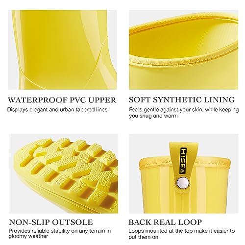 Mid Calf Rain Boots, Waterproof Shoes Glossy Rubber Pvc