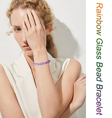 SAMOCO 18Pcs 8mm Glass Beaded Stretch Bracelets for Women