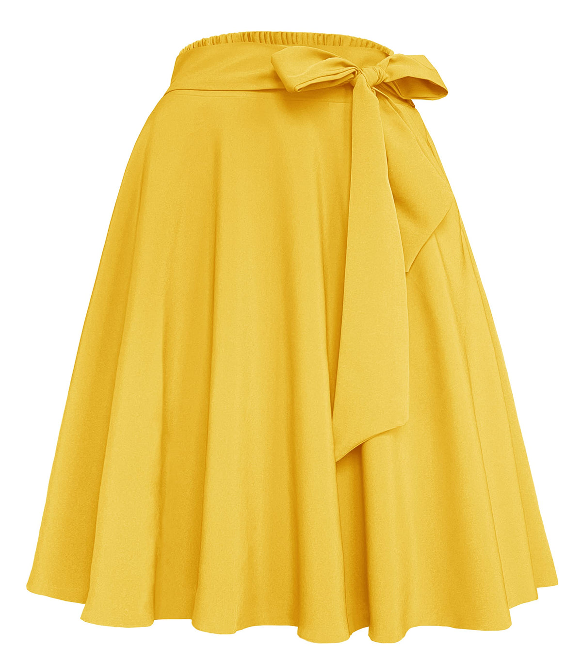 Womens Vintage High Waist A-Line Skater Skirt Flared Midi Skirt with Pockets