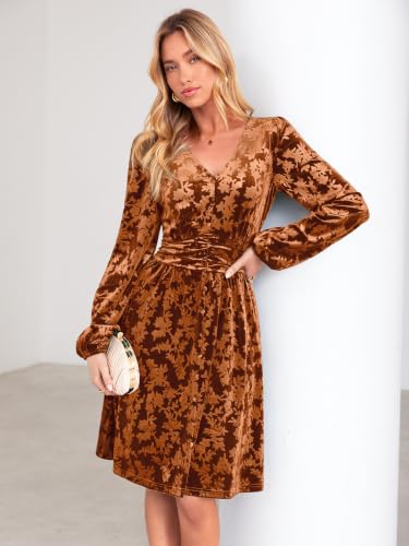 Simplee Womens Velvet Dress Fall Long Sleeve Cocktail Party Winter Dresses Secondary image