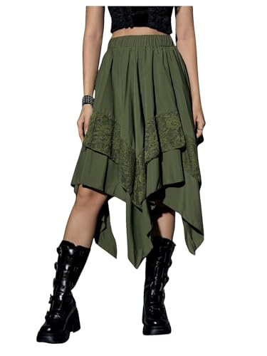 Verdusa Women's Renaissance Flowy Lace Asymmetrical Skirt Whimsical Clothes