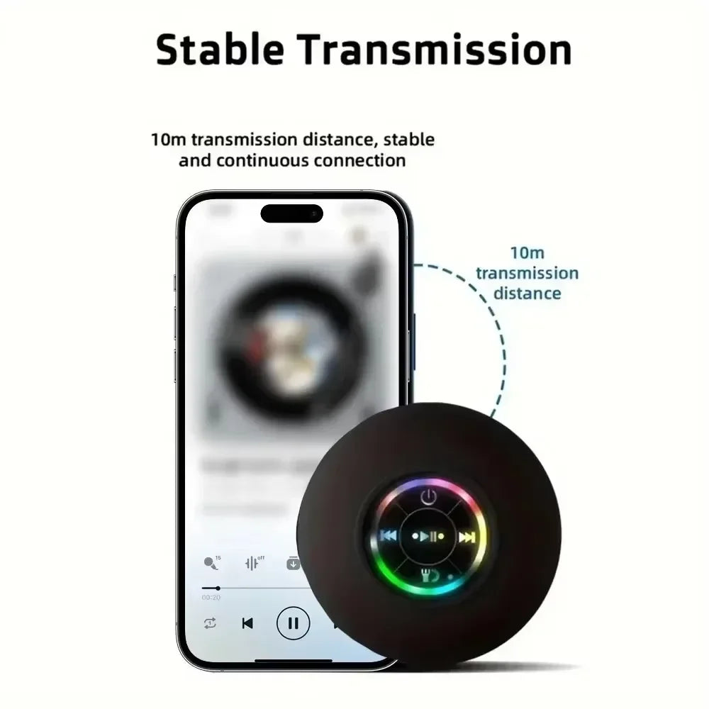 Portable Waterproof Bluetooth Suction Mount Speaker With RGB Light