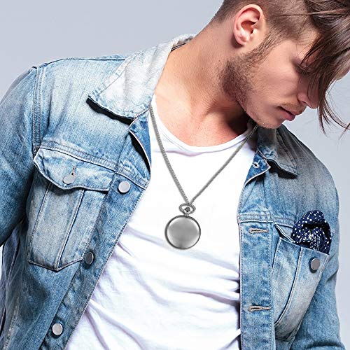 Set of 2 Classic Pocket Watch with Chain for Men and Women