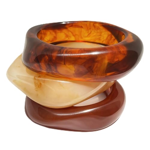 Chunky Resin Acrylic Bangle Bracelets for Women, Colorful Wide Geometric Bangles Set, Statement Stackable Bracelet Jewelry Gift