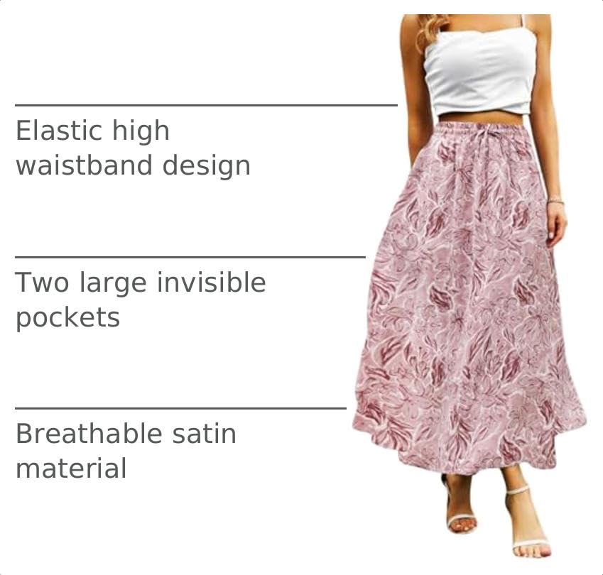 Maxi Skirts for Women with Pockets Long Midi Length