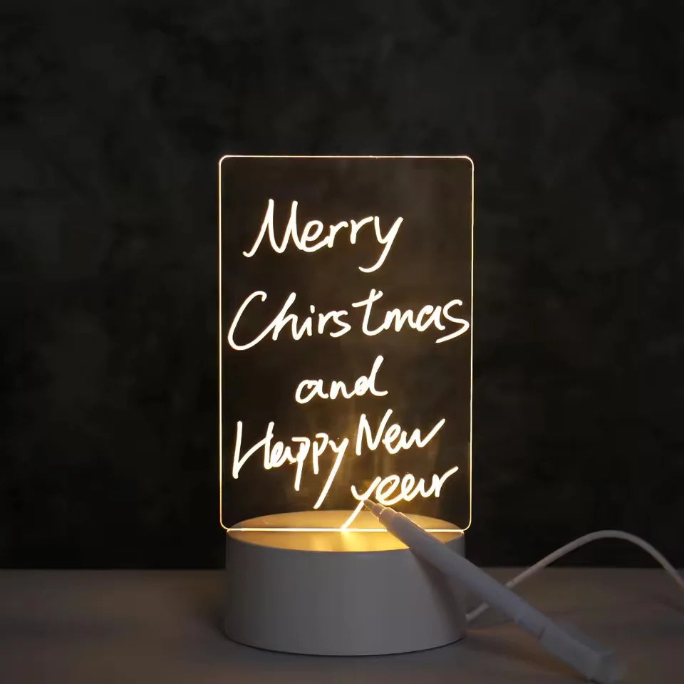 Diy Notepad LED Drawing Board Glowing Acrylic Message Board With Pen Erasable Children's Drawing ... Main image
