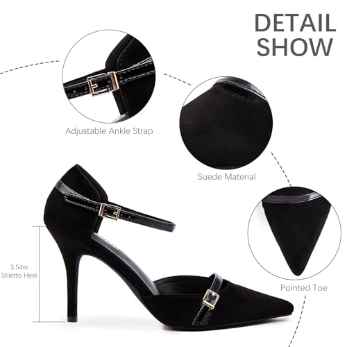 Women's High Heels Pointed Closed Toe Ankle Strap Stiletto Pumps