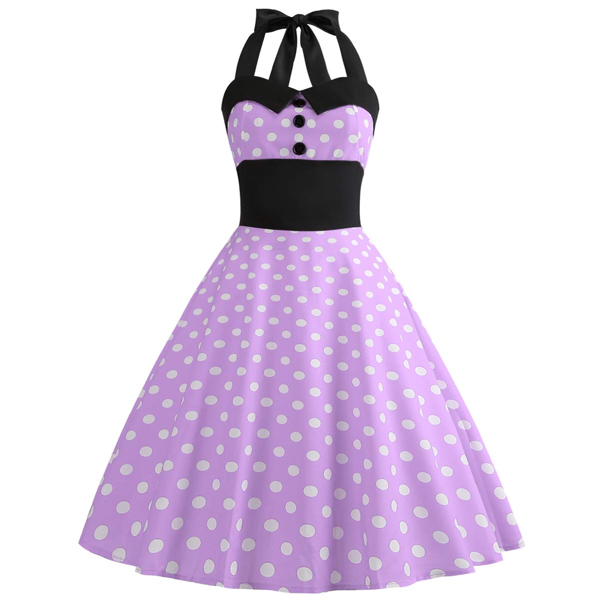 Floral Vintage Swing Dress - Halter Neck - 1950s Rockabilly Pin-Up Style