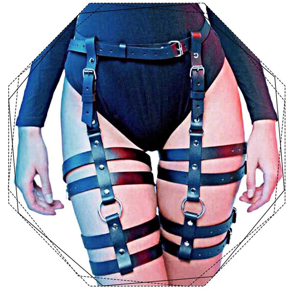 Leather Leg Harness Thigh Black Fashion Rave Body Accessories for Women
