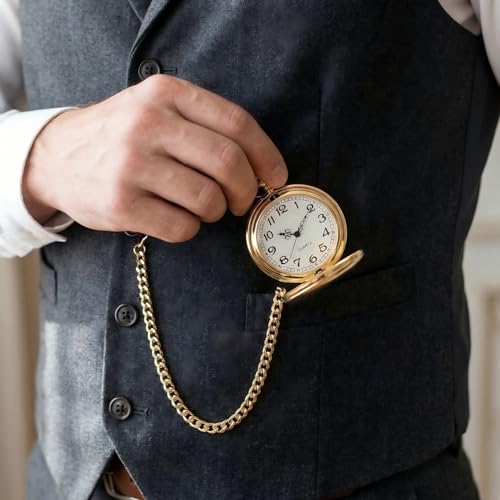 Smooth Vintage Pocket Watch with Chain