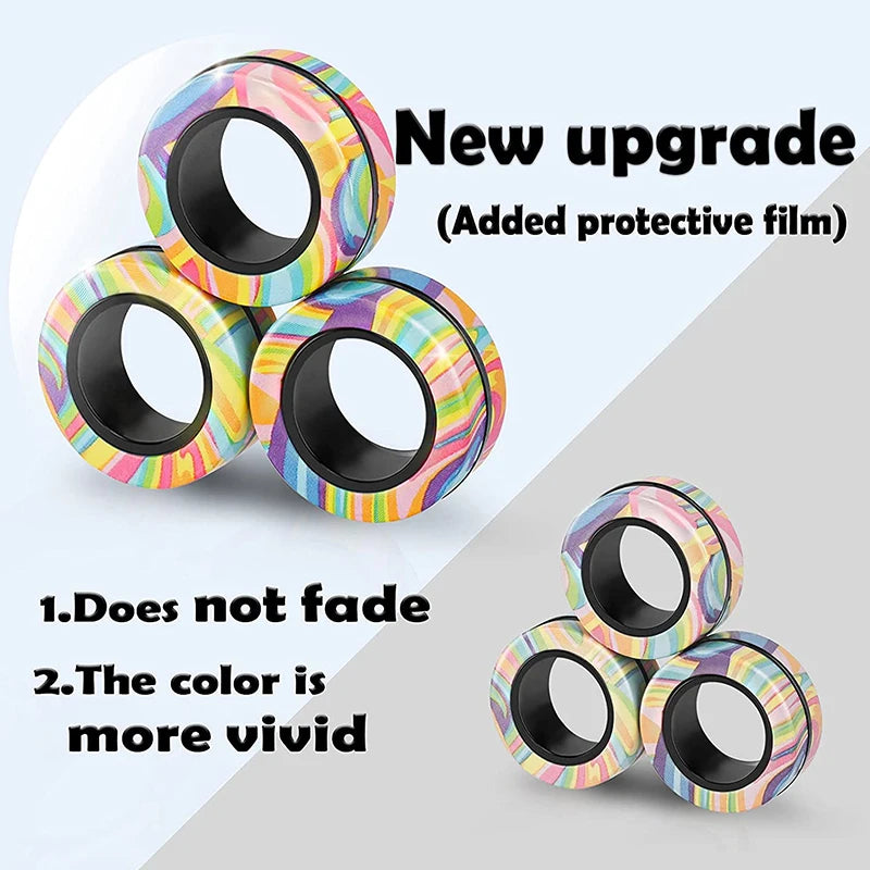 Magnetic Spinner Rings Fidget Toy Set – 3 Pack