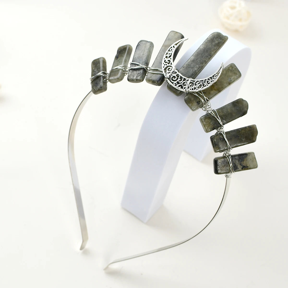 1PC Natural Crystal Quartz Moon Crown Wicca Headband - Spiritual Jewelry