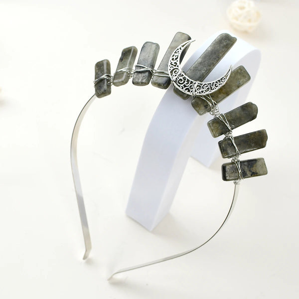 1PC Natural Crystal Quartz Moon Crown Wicca Headband - Spiritual Jewelry