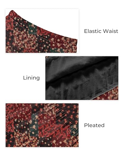 CYiNu Women's Chiffon Elastic High Waist Tiered Pleated Floral Printed A-Line Boho Long Maxi Skirts