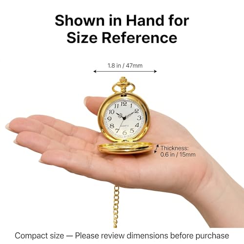 I-MART Smooth Vintage Pocket Watch with Chain (Gold)
