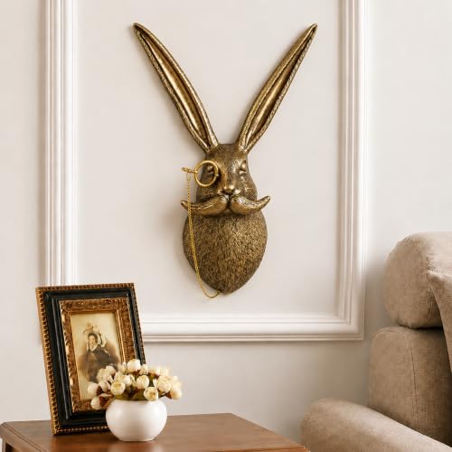 Gold Rabbit Animal Head Wall Sculpture