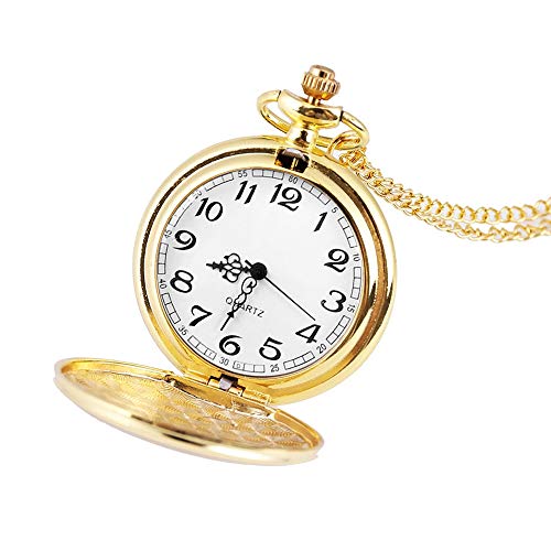 Set of 2 Classic Pocket Watch with Chain for Men and Women