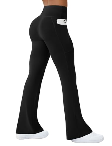 Womens Yoga Pants With Pockets High Waisted Flare Leggings Main image