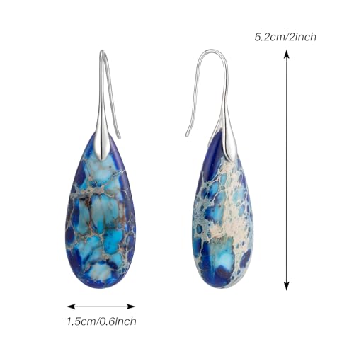 Stone Fishhook Dangle Drop Earrings