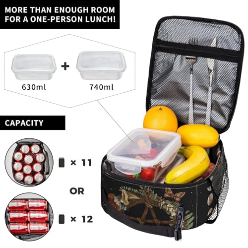 Gianlaima Wicca Moon Phase Witchy Star Magic Mushroom Insulated Lunch Box For Women And Man, Portable Lunch Bags Reusable Cooler Tote For Office Work Travel Picnic Camping Beach
