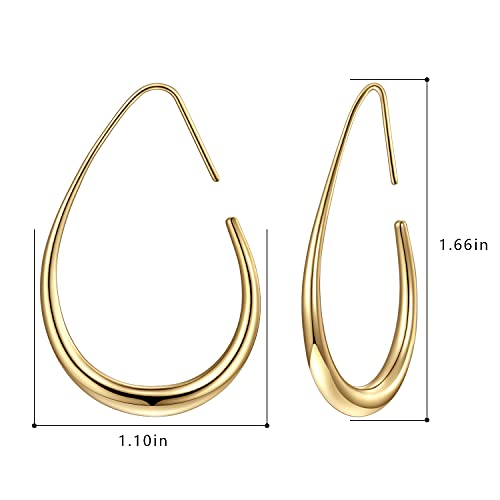 14k Plated Large Oval Pull-Through Hoop Earrings Secondary image