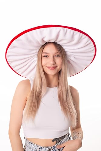 High-end Mushroom Hat for Adult Women Halloween Costume Cottagecore Accessories Bucket Red White Spores Secondary image