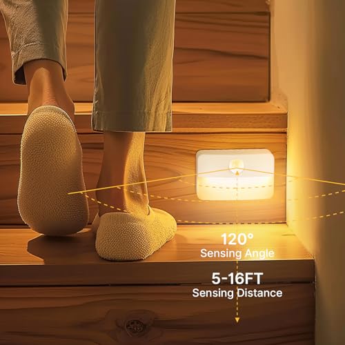 8 Pack Motion Sensor Stair LED Light, Wireless Stick on Anywhere Hallway Lamp, Portable LED Night... Secondary image