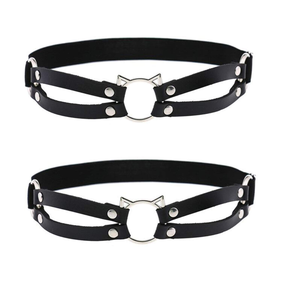 2pcs Adjustable Faux Leather Leg Garter, Elastic Punk Thigh Straps for Ladies