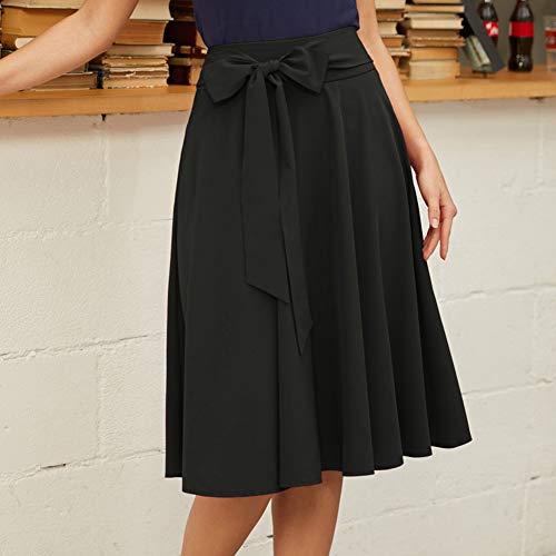 Belle Poque Women's High Waist A-Line Pockets Skirt Skater Flared Midi Skirt Vinage Skirt
