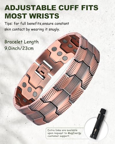 Copper Bracelet for Men-3X Strength Magnetic Bracelet-Ring Set