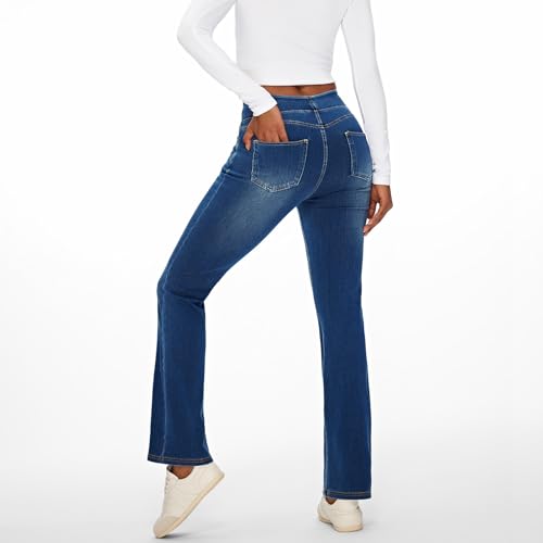 Fanica High Rise Bootcut Jeans For Women, Stretchy Pull On Elastic Secondary image