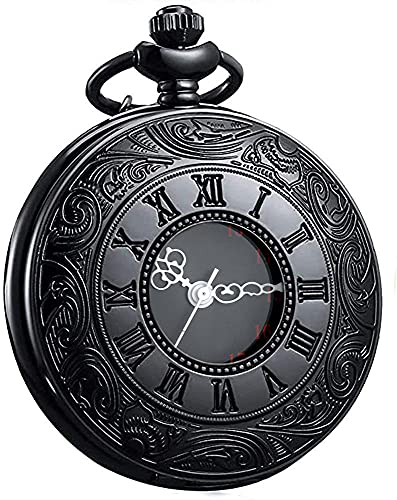 Vintage Roman Numeral Quartz Pocket Watch with Chain