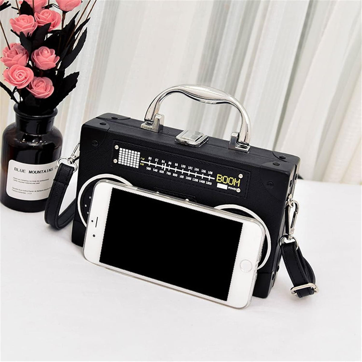 Vintage Radio-Shaped Crossbody Bag